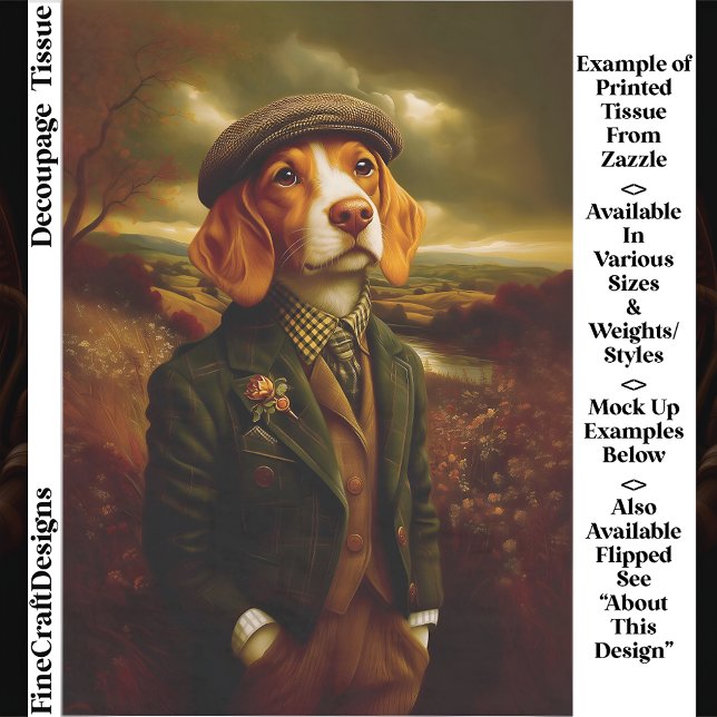 Beagle Country Gentleman Landscape EX9R Decoupage Tissue Paper (Creator Uploaded)