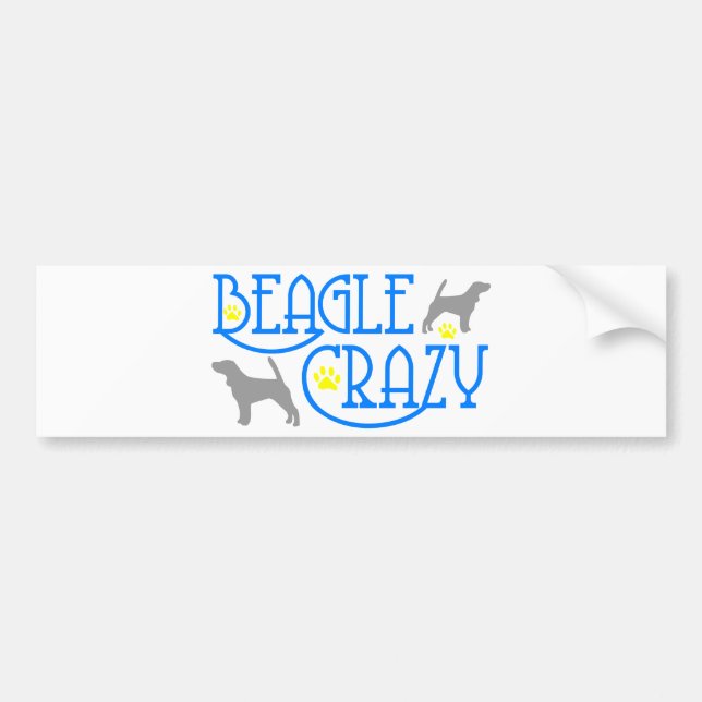 BEAGLE CRAZY BUMPER STICKER (Front)