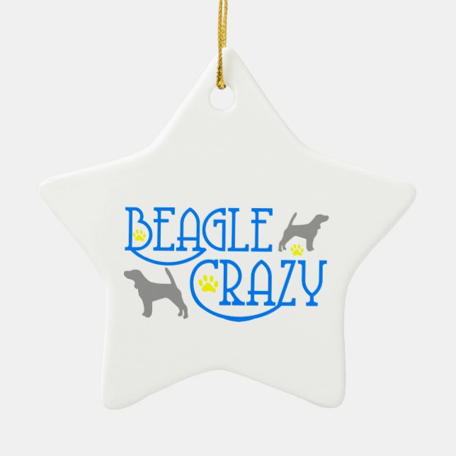 BEAGLE CRAZY CERAMIC TREE DECORATION (Front)
