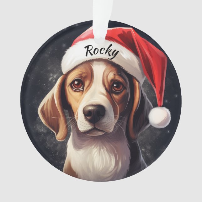 Beagle Custom Christmas Ornament (Front)