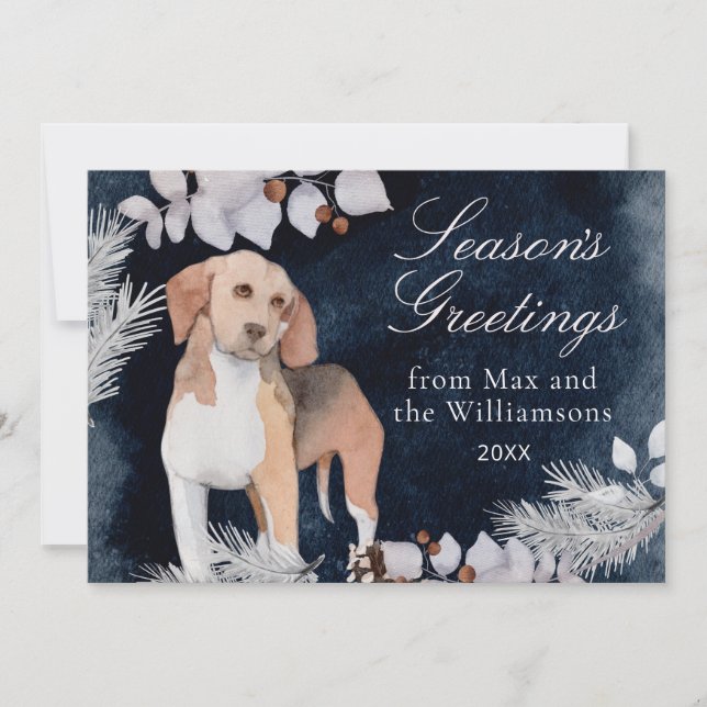 Beagle Custom Season's Greetings Holiday Card (Front)