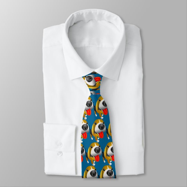 Beagle Cute Cartoon Dog Tie (Tied)