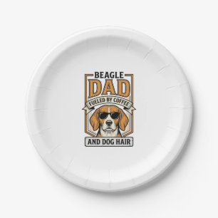 Beagle Dad Fuelled by Coffee and Dog Hair Shirt_1 Paper Plate