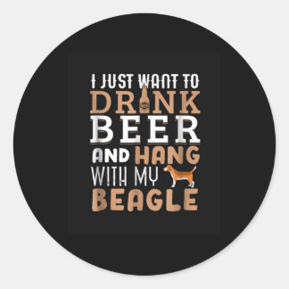 Beagle Dad Funny Fathers Classic Round Sticker
