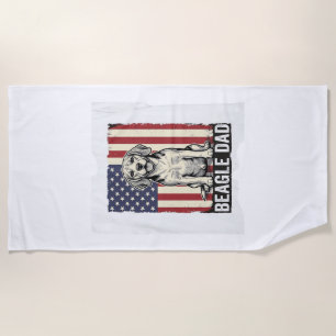 Beagle Dad Patriotic Vintage Dog Shirt Design_1 Beach Towel