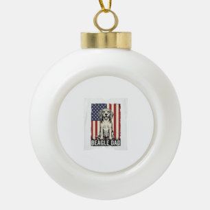 Beagle Dad Patriotic Vintage Dog Shirt Design_1 Ceramic Ball Christmas Ornament