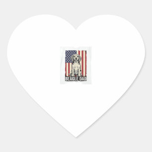 Beagle Dad Patriotic Vintage Dog Shirt Design_1 Heart Sticker