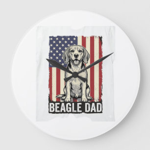 Beagle Dad Patriotic Vintage Dog Shirt Design_1 Large Clock