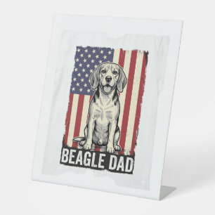Beagle Dad Patriotic Vintage Dog Shirt Design_1 Pedestal Sign