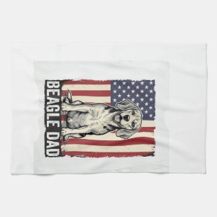 Beagle Dad Patriotic Vintage Dog Shirt Design_1 Tea Towel