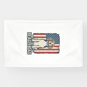 Beagle Dad Patriotic Vintage Engraving Dog Design_ Banner