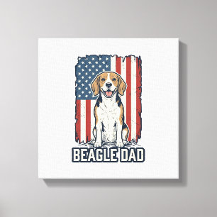 Beagle Dad Patriotic Vintage Engraving Dog Design_ Canvas Print