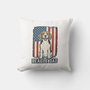 Beagle Dad Patriotic Vintage Engraving Dog Design_ Cushion
