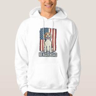 Beagle Dad Patriotic Vintage Engraving Dog Design_ Hoodie