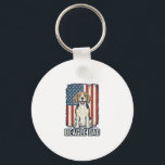 Beagle Dad Patriotic Vintage Engraving Dog Design_ Key Ring<br><div class="desc">Beagle Dad Patriotic Vintage Engraving Dog Design_1</div>