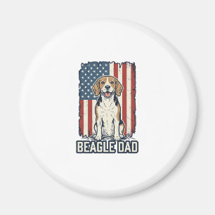 Beagle Dad Patriotic Vintage Engraving Dog Design_ Magnet