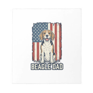 Beagle Dad Patriotic Vintage Engraving Dog Design_ Notepad