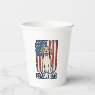 Beagle Dad Patriotic Vintage Engraving Dog Design_ Paper Cups