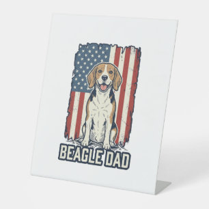 Beagle Dad Patriotic Vintage Engraving Dog Design_ Pedestal Sign