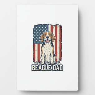 Beagle Dad Patriotic Vintage Engraving Dog Design_ Plaque