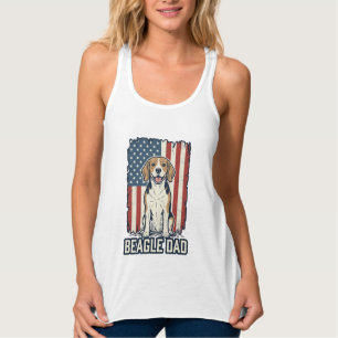 Beagle Dad Patriotic Vintage Engraving Dog Design_ Singlet