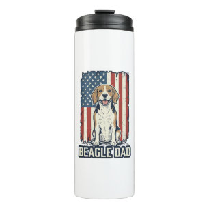 Beagle Dad Patriotic Vintage Engraving Dog Design_ Thermal Tumbler