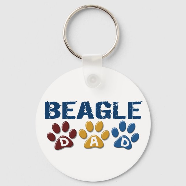 BEAGLE DAD Paw Print Key Ring (Front)