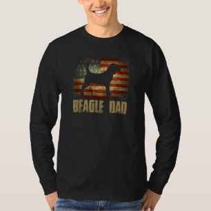 Beagle Dad Vintage American Flag Patriotic Beagle T-Shirt