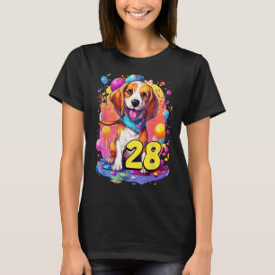 Beagle Dog 28th Birthday Themed Party 28 Years Old T-Shirt