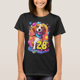 Beagle Dog 28th Birthday Themed Party 28 Years Old T-Shirt