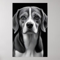 Beagle Dog Adorable Cute Pet Portrait Art Poster
