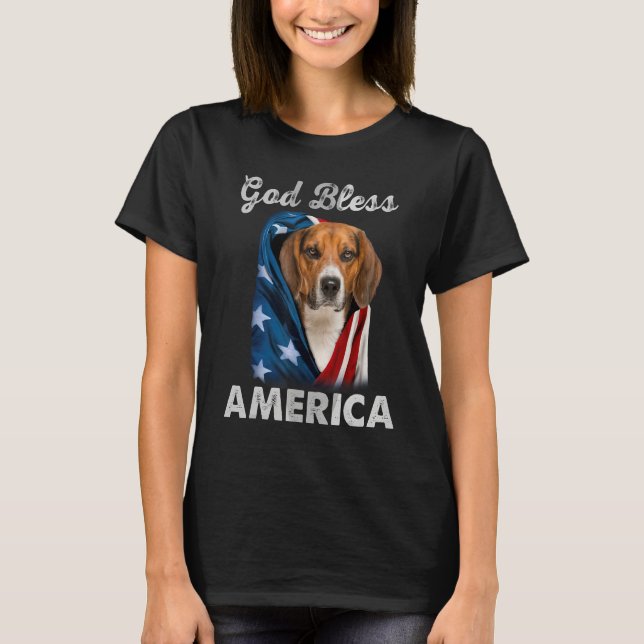 Beagle Dog American USA Flag 4th of July Dog  Owne T-Shirt (Front)