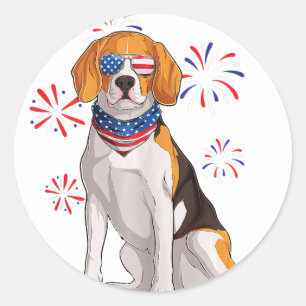 beagle dog american usa flag men beagle lover classic round sticker