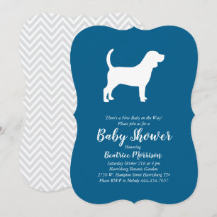 Beagle Dog Baby Shower Blue Boy Invitation