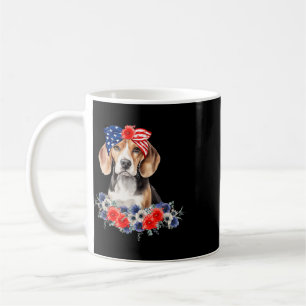 Beagle Dog Bandanna American Flag 4th Of July Coffee Mug