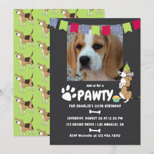 Beagle Dog Birthday photo invitation