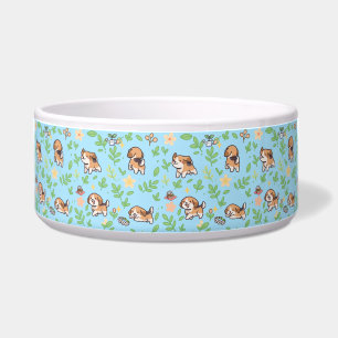 Beagle Dog Bowl Spring Floral Kawaii Pet Design
