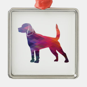 Beagle Dog Breed Geo Silhouette Purple Metal Tree Decoration