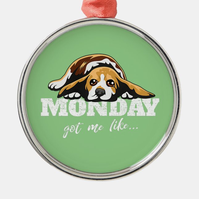 beagle dog breed premium  metal tree decoration (Front)