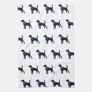 Beagle Dog Breed Silhouette Watercolor Tea Towel