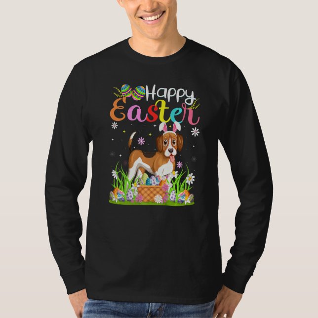 Beagle Dog Bunny Egg Hunting  Beagle Happy Easter T-Shirt (Front)