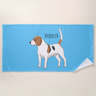 Beagle dog cartoon illustration beach towel