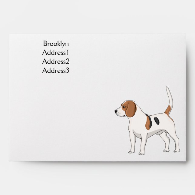 Beagle dog cartoon illustration  envelope (Front)