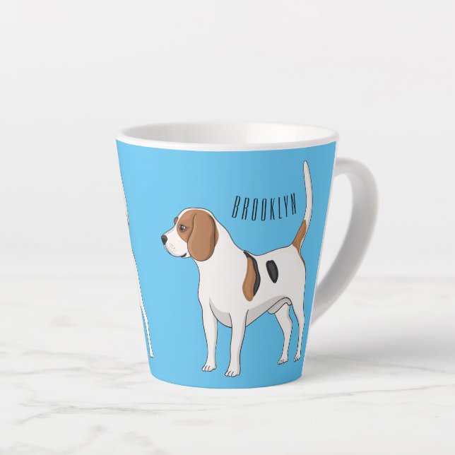 Beagle dog cartoon illustration  latte mug (Right Angle)