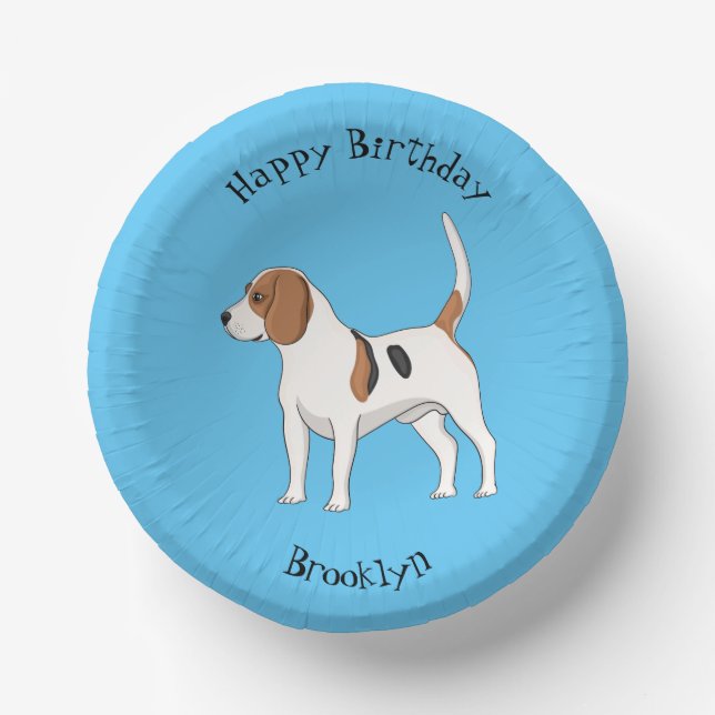 Beagle dog cartoon illustration paper plate (Front)