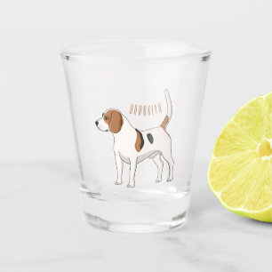 Beagle dog cartoon illustration shot glass