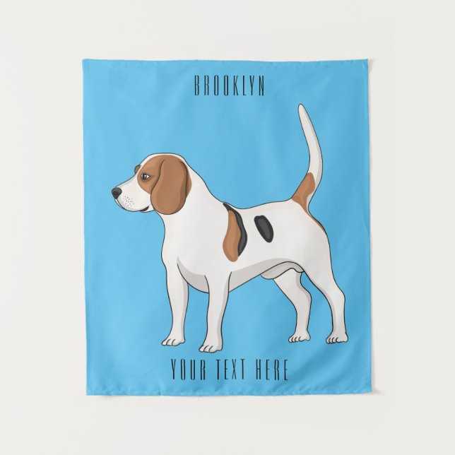 Beagle dog cartoon illustration  tapestry (Front)