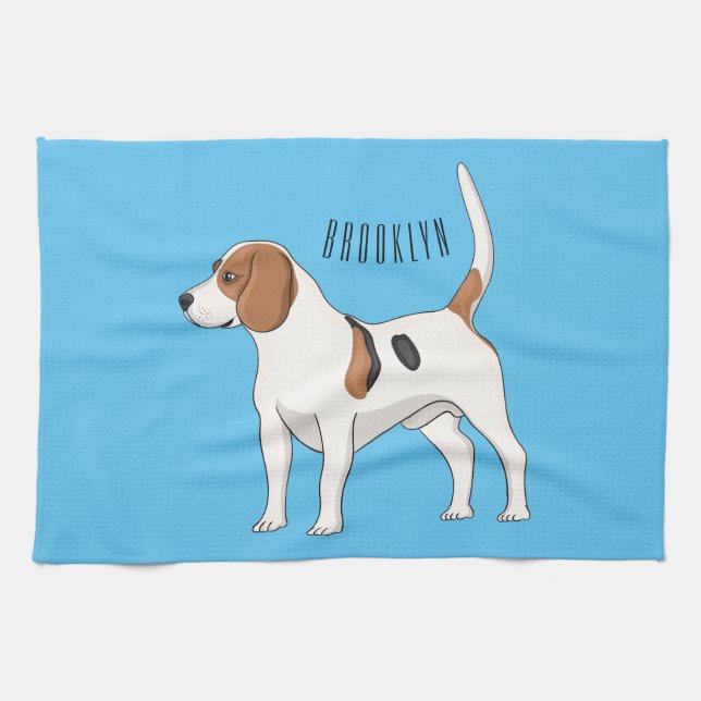 Beagle dog cartoon illustration  tea towel (Horizontal)