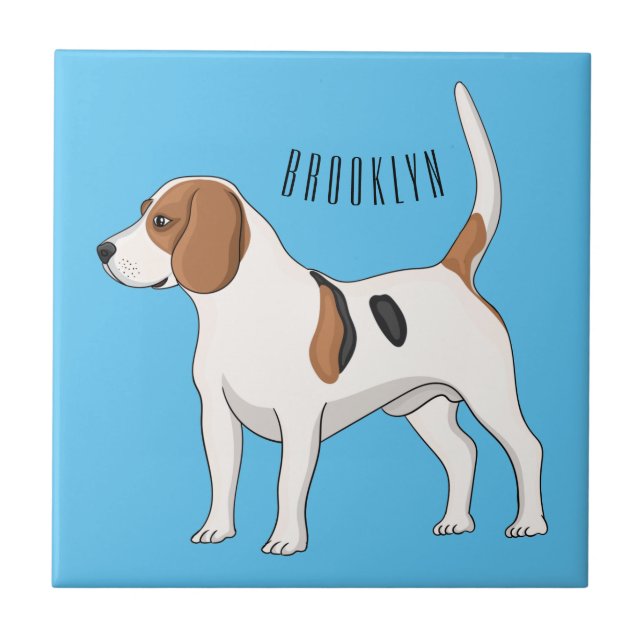 Beagle dog cartoon illustration  tile (Front)