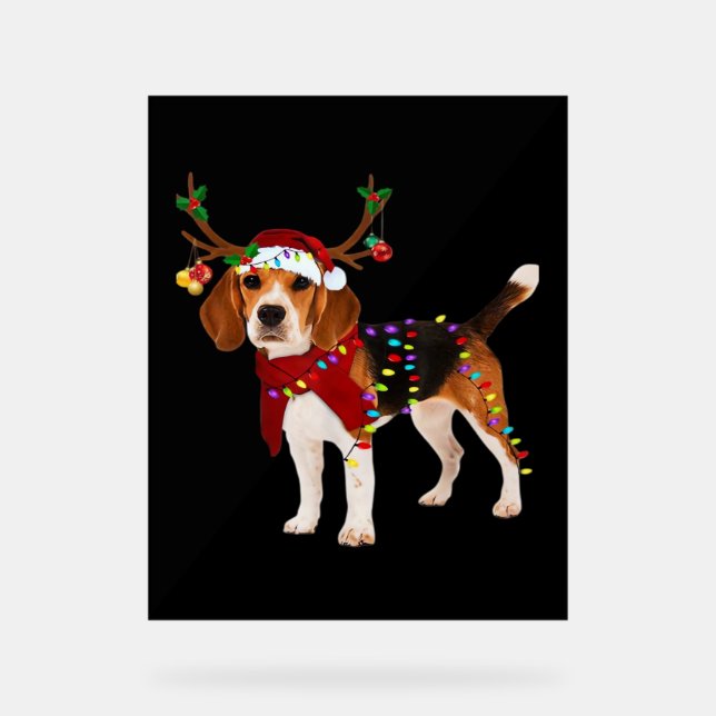 beagle dog christmas Classic T-Shirt Acrylic Sign (Front)
